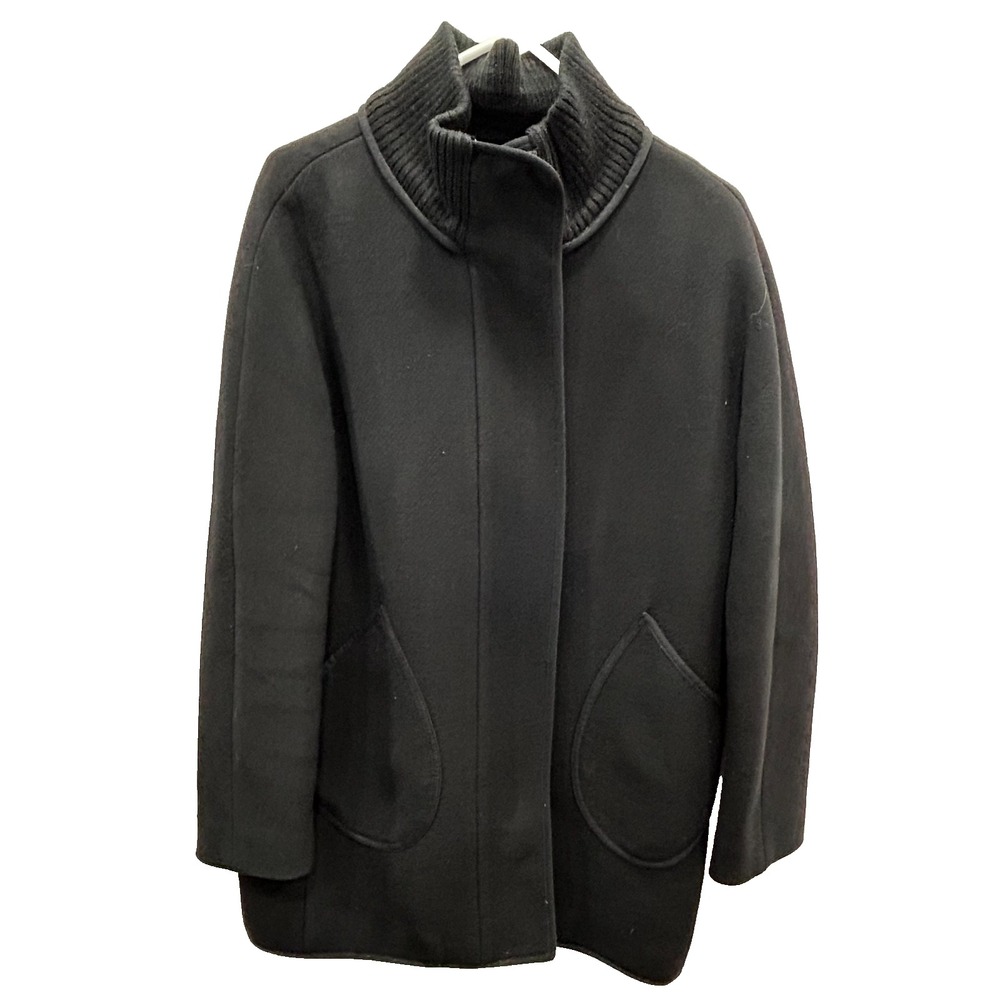J.Crew Double Cloth‎ by Loro Piana Coat Womens 6 Black Wool Nylon Blend Classic